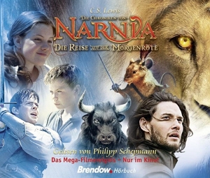 Das Hörbuchcover von "Die Reise auf der Morgenröte" Band 5 der Narnia-Reihe.